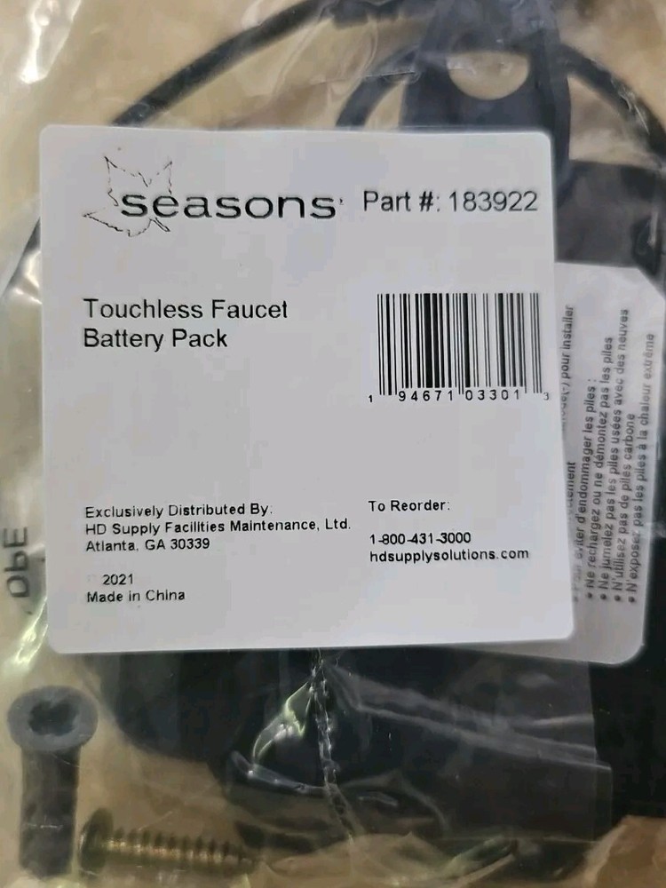 Battery Pack Motion Sense Touchless Faucet Part # 183922