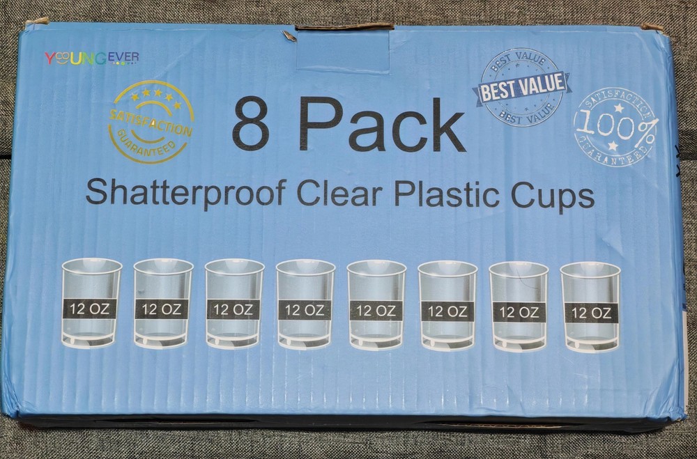 Youngever 8x Shatterproof 12oz Plastic Cups/Glasses, Great Value