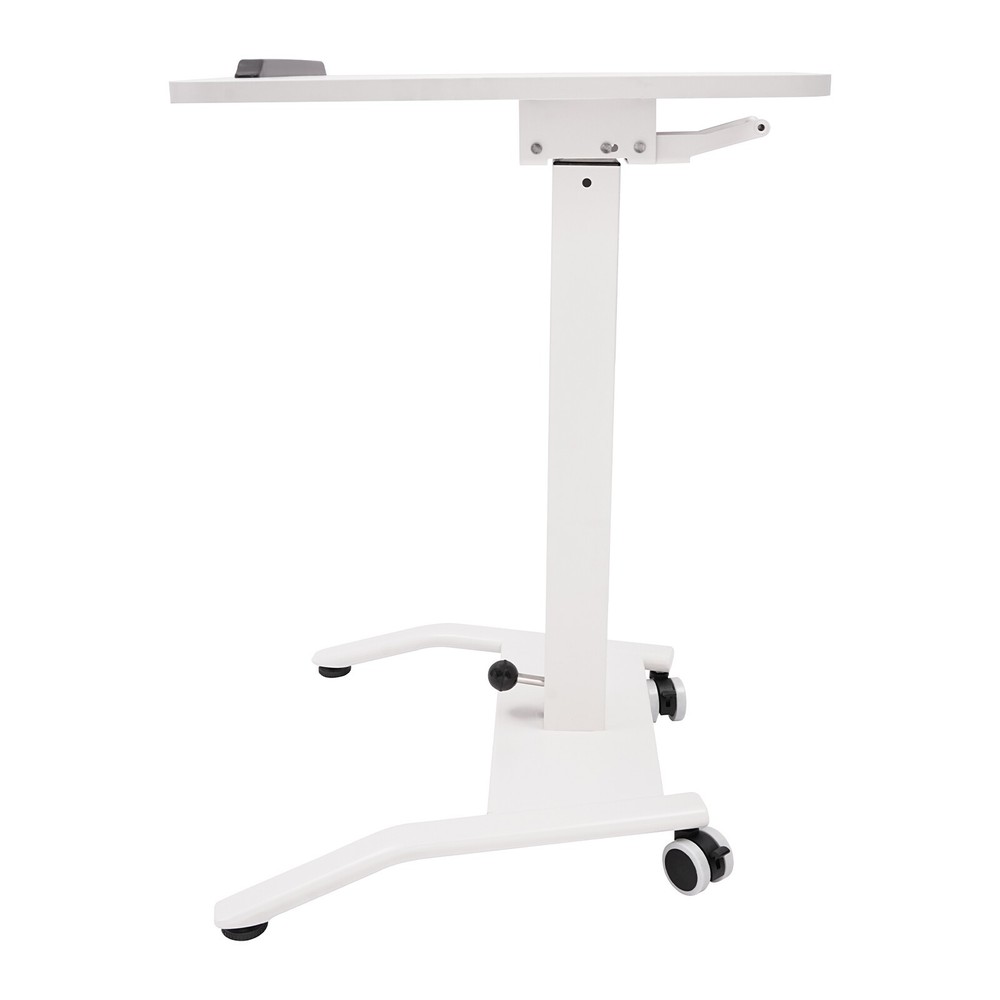 Adjustable Rolling Desk Rolling Podium Desk Standing Lifting Computer Desk White