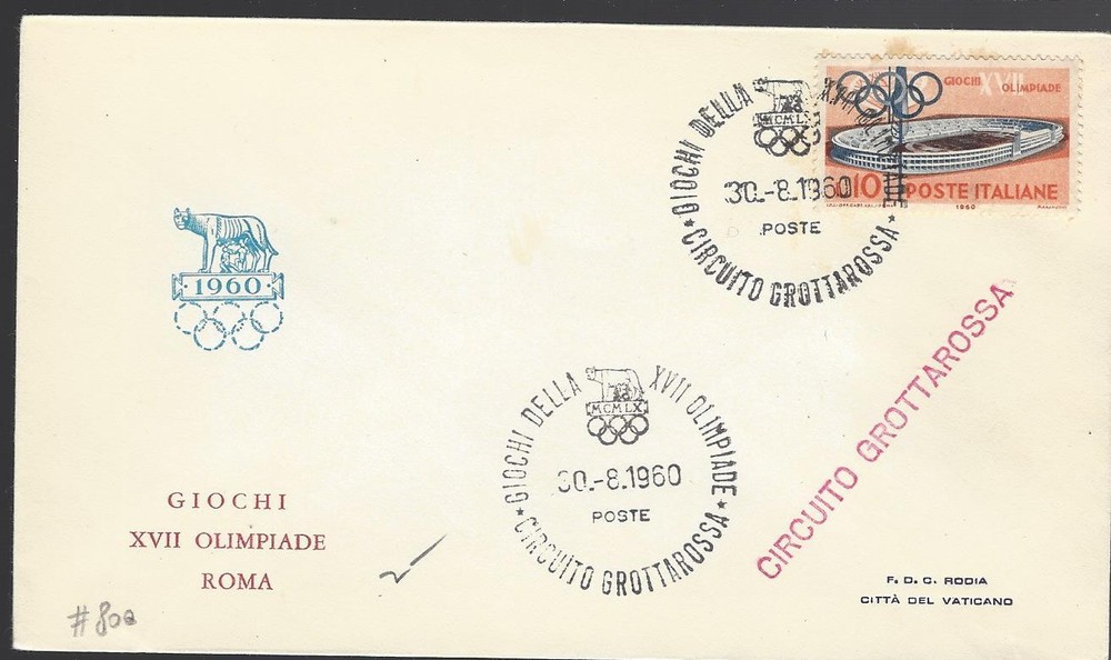 FDC 8/30/60 Roma, Giochi Olimpiade