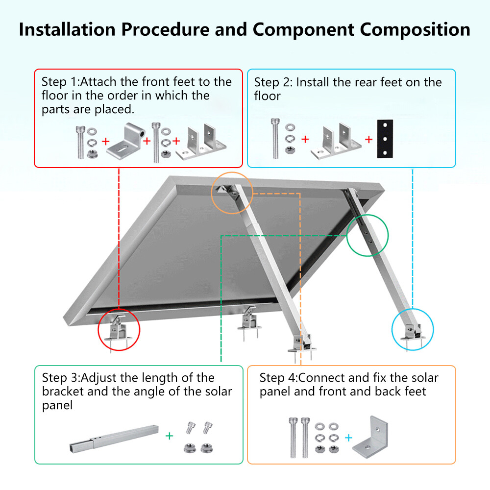 2 Pcs Solar Panel Mounting Brackets