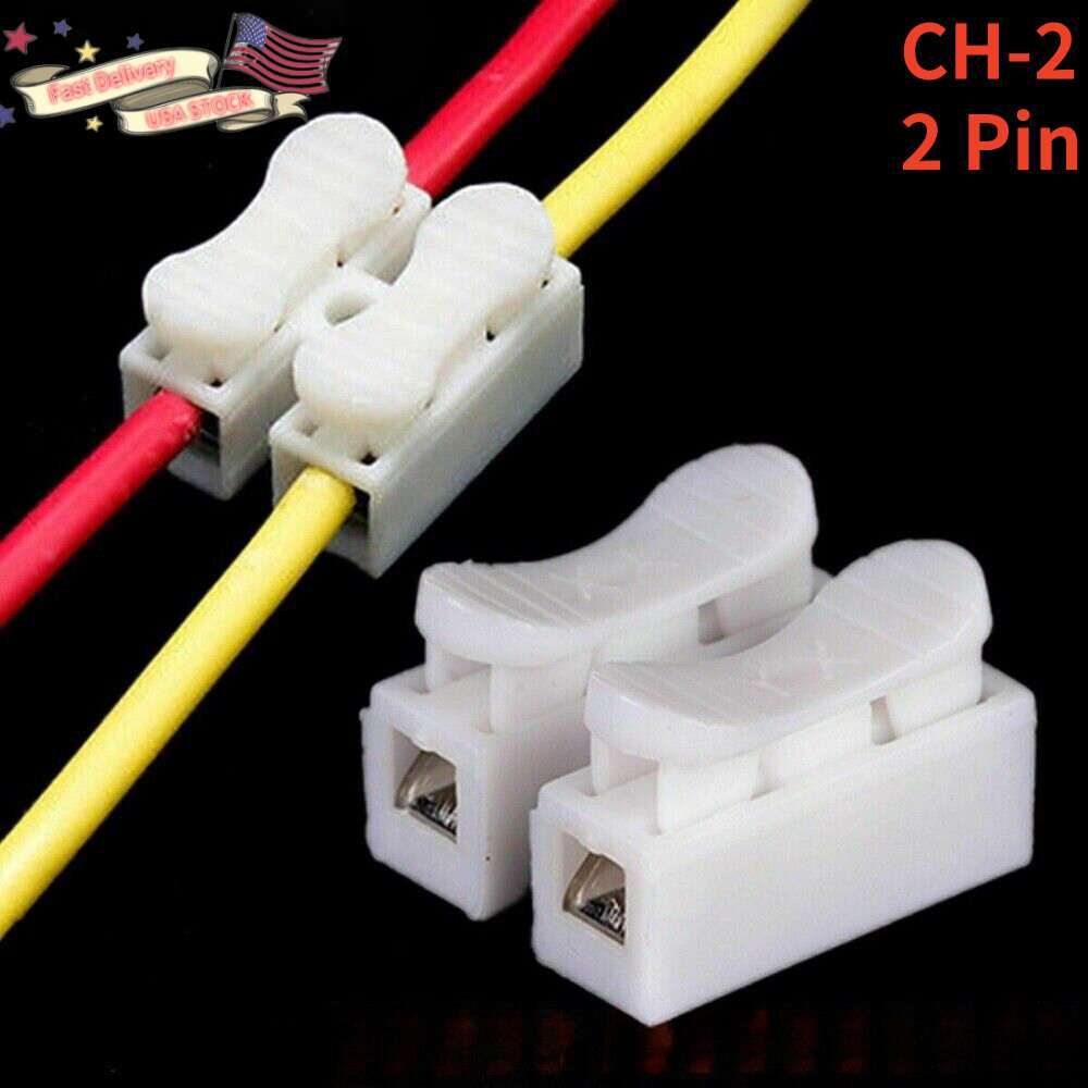 20/200PCS 2-Pin Electrical Cable Connectors CH2 Quick Splice Lock Wire Terminals