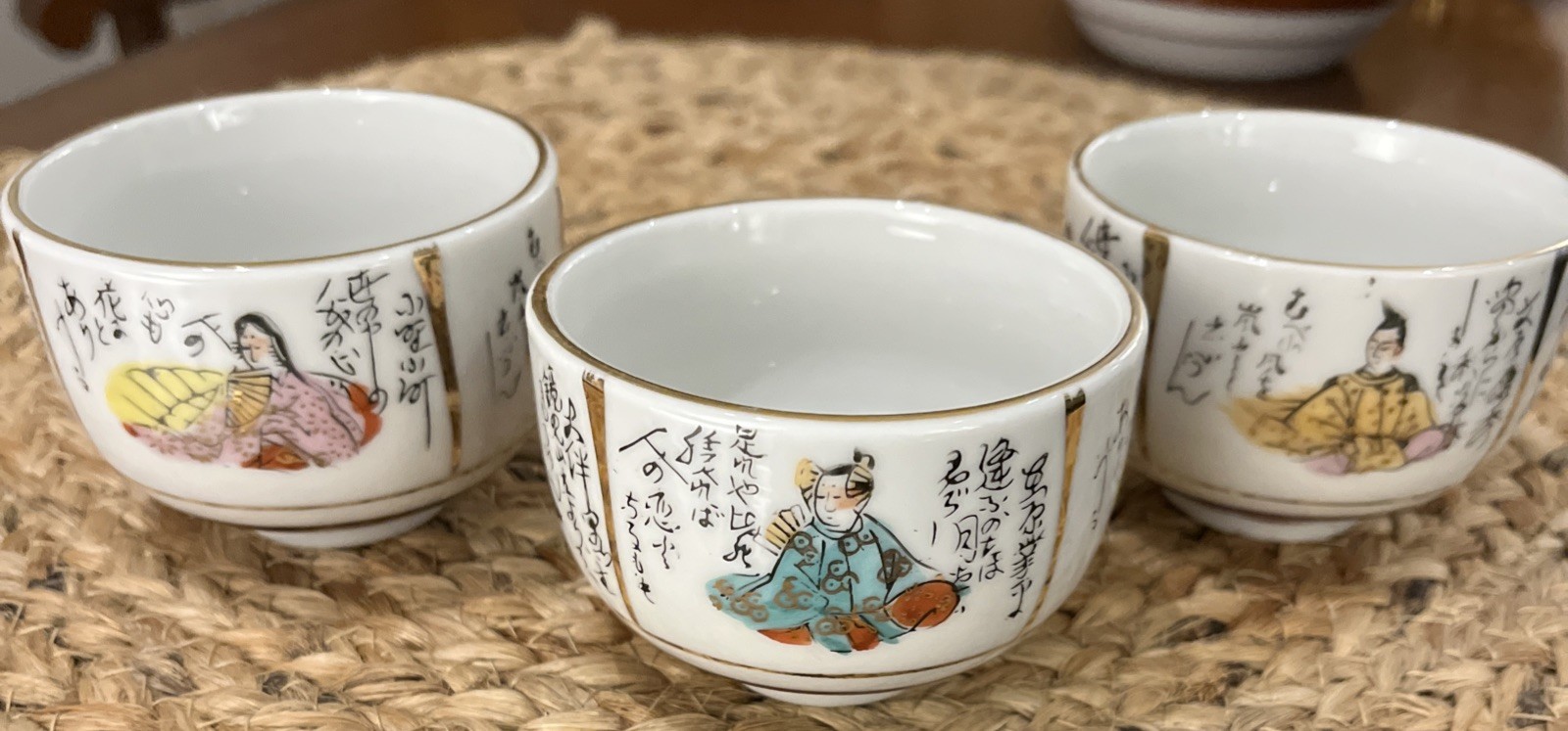 Antique Japanese Kutani Porcelain Teapot with 6 cups