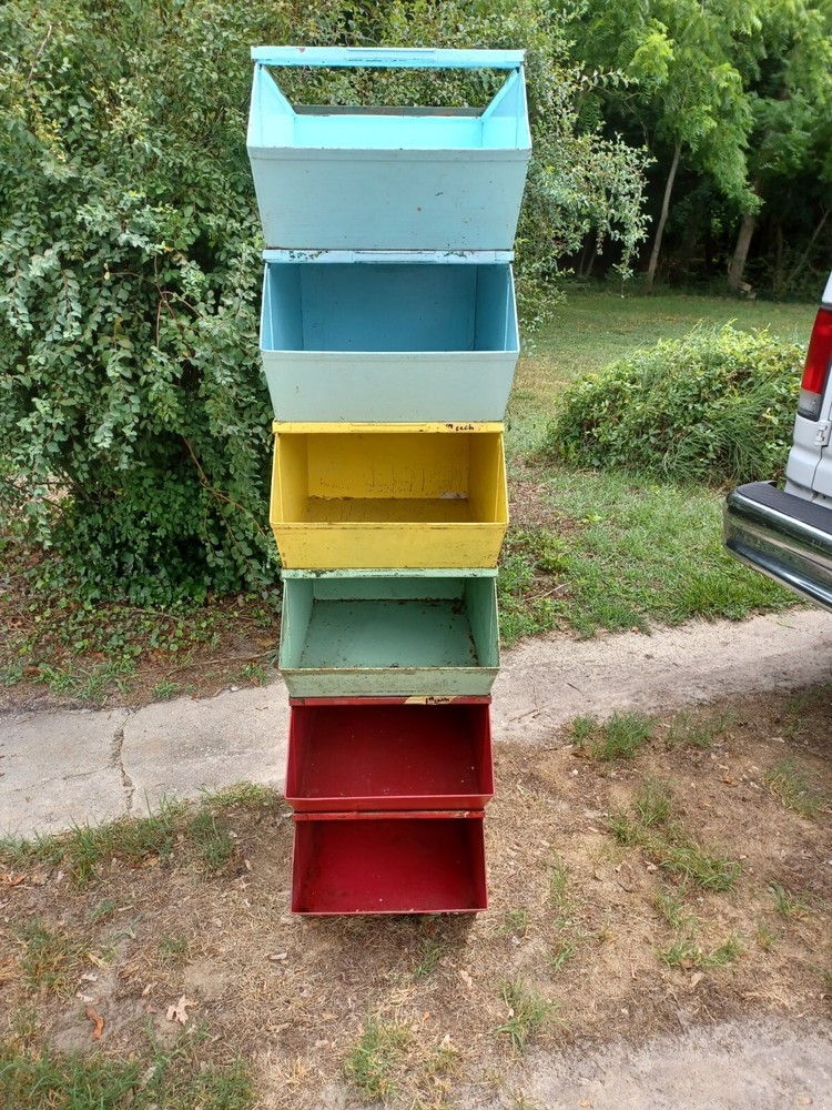 1 Vintage Stackable metal Storage bin large Parts Bin#5 stackbin corp 12 avail.