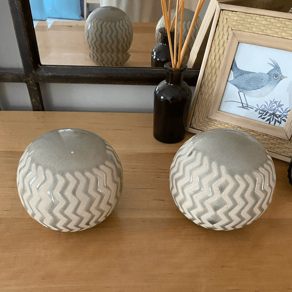 Pier 1 Ceramic Cylinder Ball Decor