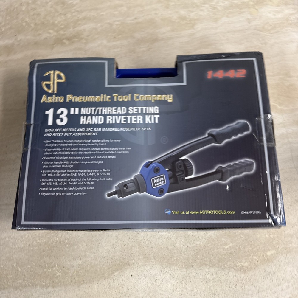 Astro Pneumatic Tool 1442 Nut/Thread Setting Hand Riveter Kit 13-Inch