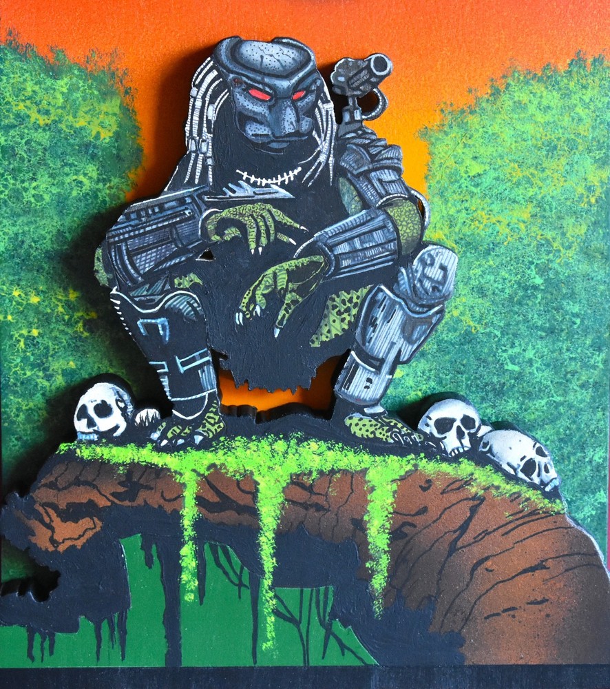 Predator Hand Crafted 3D Wooden Diorama Wall Décor
