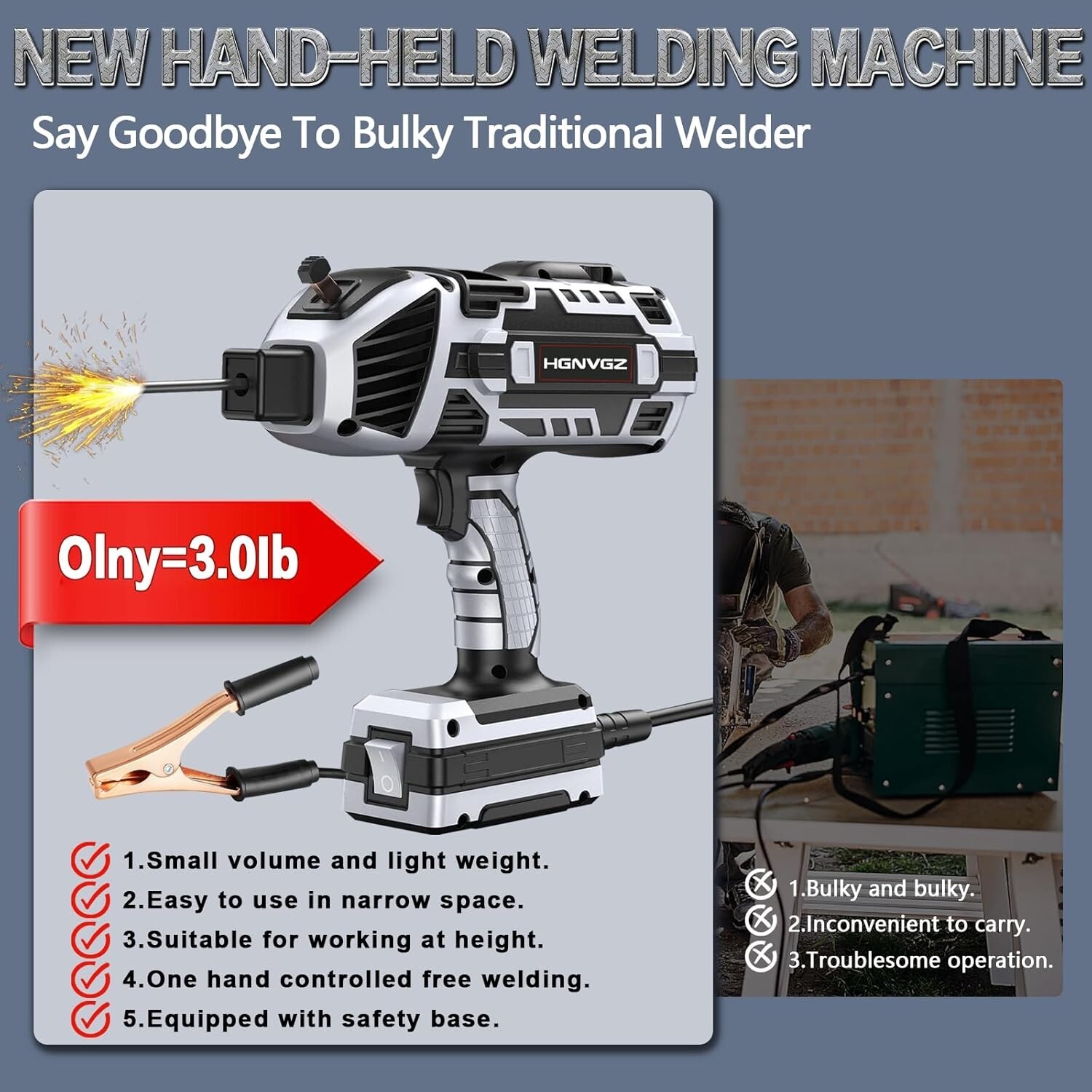 Saker Portable Electric Welding Machine,110V Portable Welder Handheld with IG