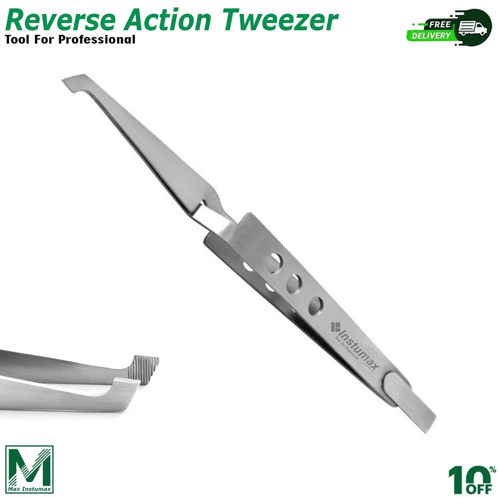 Orthodontic Bracket Holder Tweezer – Self Close, Reverse Action, Precision Tool