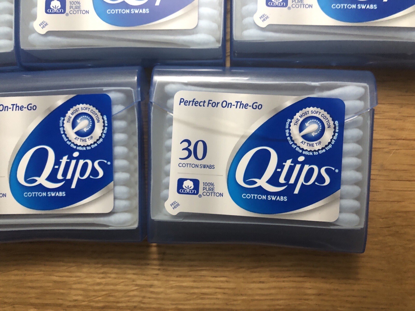 Pack of 5 Q-tips Cotton Swabs On The Go with Travel Case 30 Ct Each 150 Ct Total
