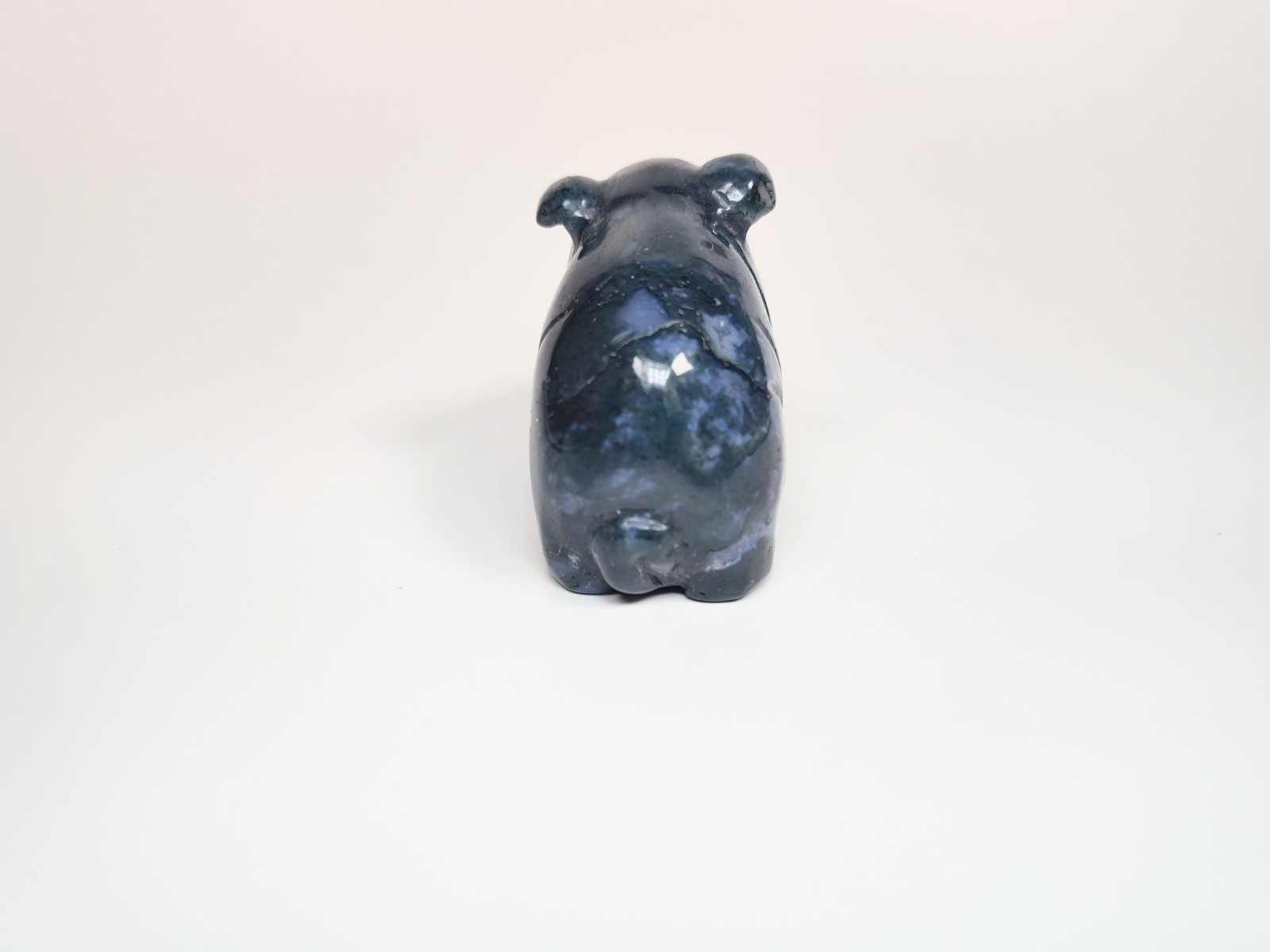 Antique 1920s Hand-Carved Blue-Green Aventurine Pig with Bezel-Set Garnet Eyes