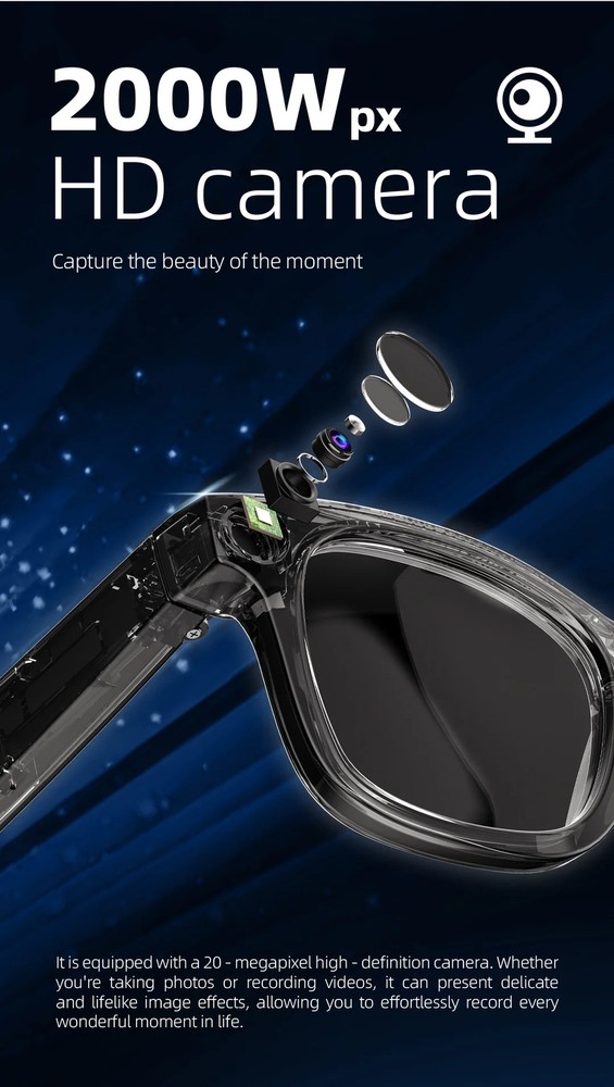 E02 Smart Glasses Camera Image Stabilization Real-time Translation for Calls