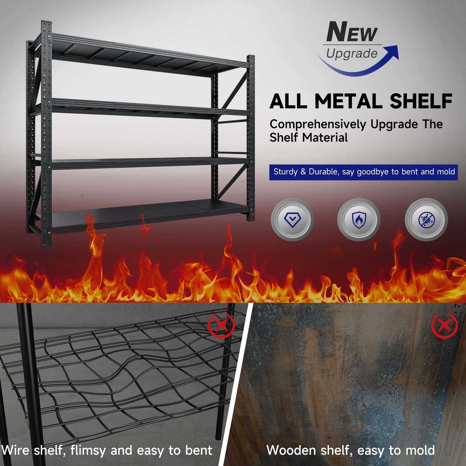 7000lb Heavy Duty Steel Shelves 79"W, Garage/Warehouse/Basement Storage Rack