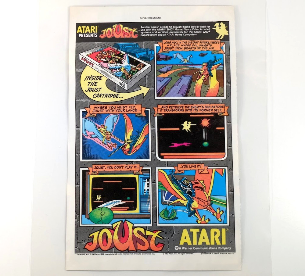 Joust on Atari 2600 Advertisement - Laminated From Original Comic Book