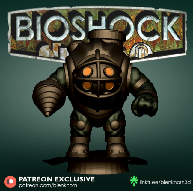 UNPAINTED Big Daddy - Bioshock Chibi Style 3D Printed Mini Figure BH