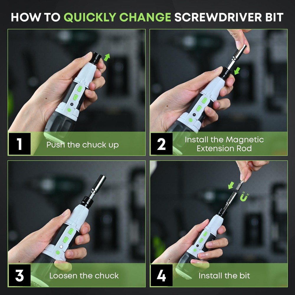 Electric Screwdriver Cordless Power Screwdrivers Set Tool Kit Torque Settings...