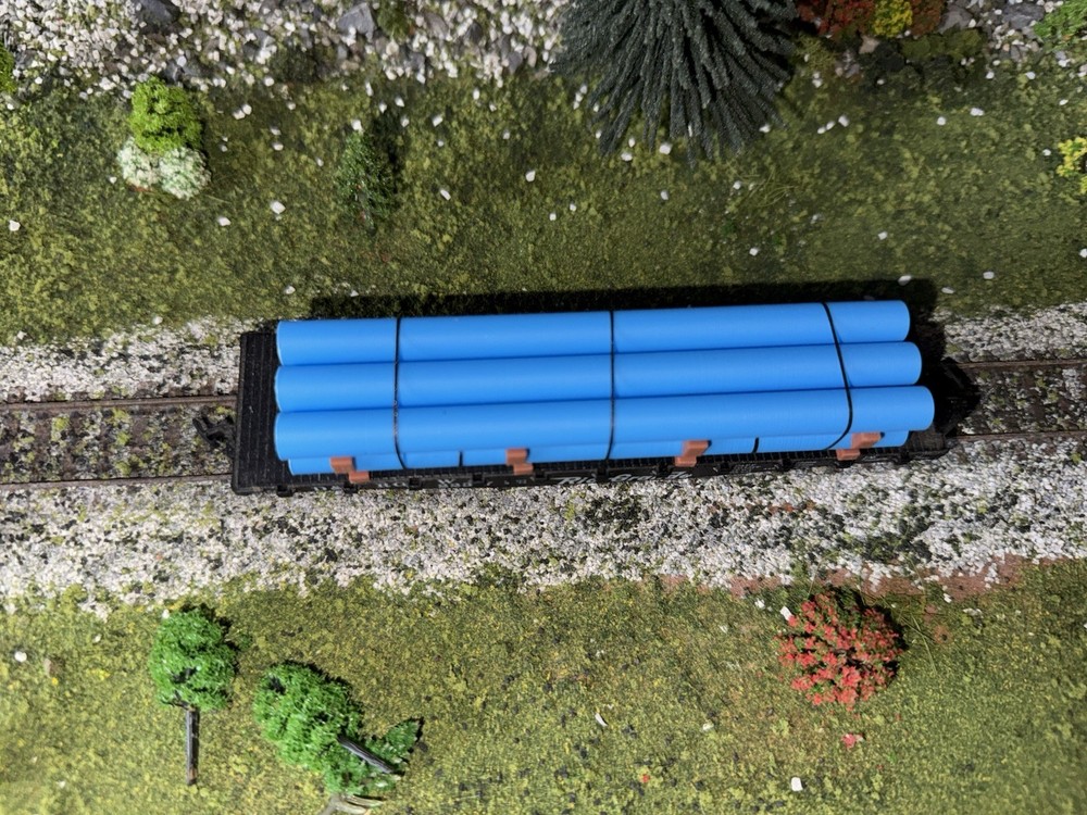 1:87 Ho Scale 30ft Blue Pipe Load/decor - Short Stack (4.5in Long)