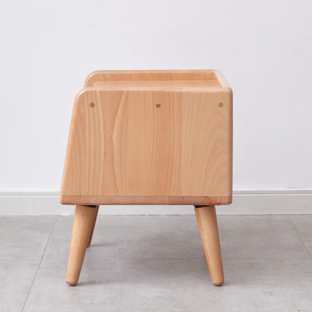 Modern Solid Wood Simple Nightstand Bedside Cabinet Side End Table with Storage