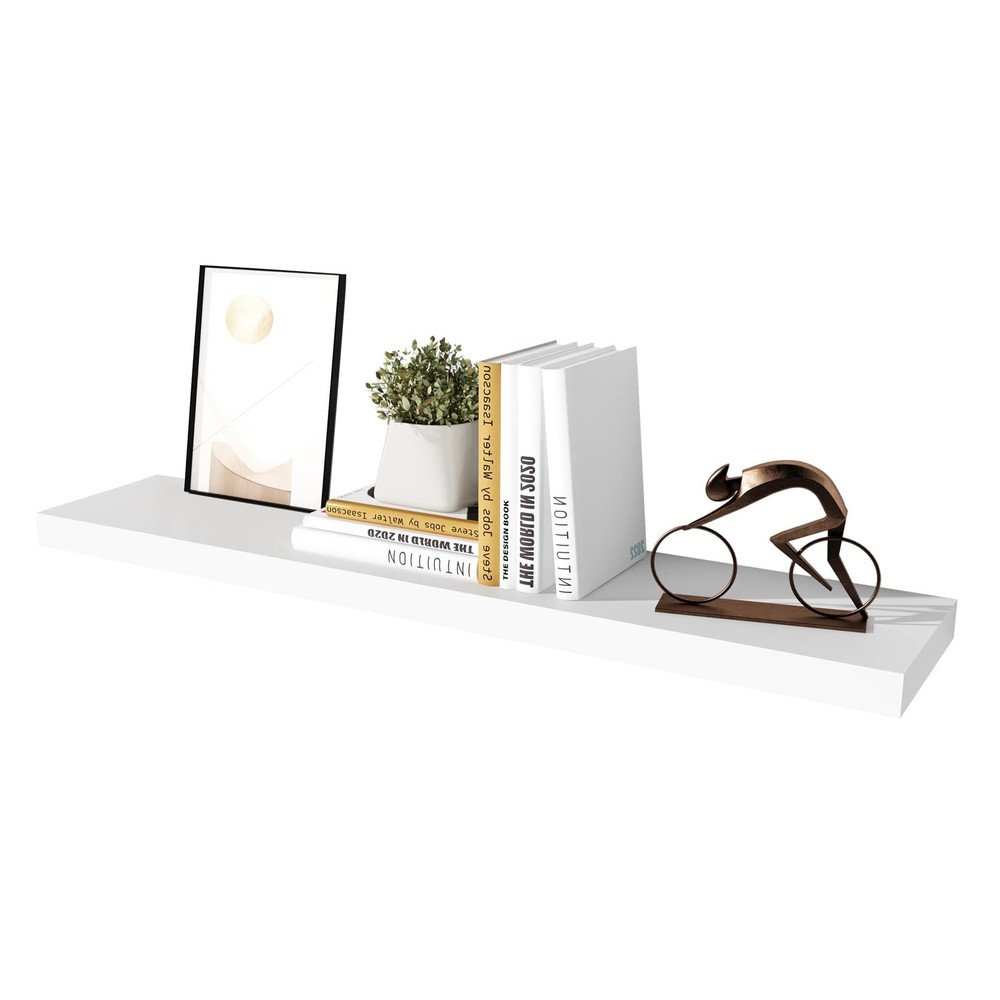 12" Deep White Floating Shelves, Floating Shelf Wall Shelf Display Floating S...