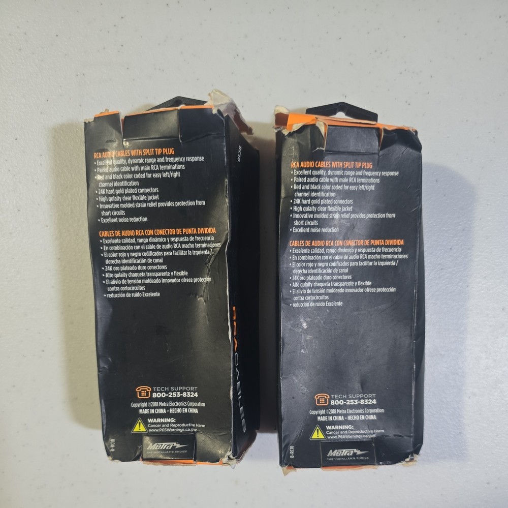 2x SPLIT-TIP PLUG RCA STEREO AUDIO CABLES RC10