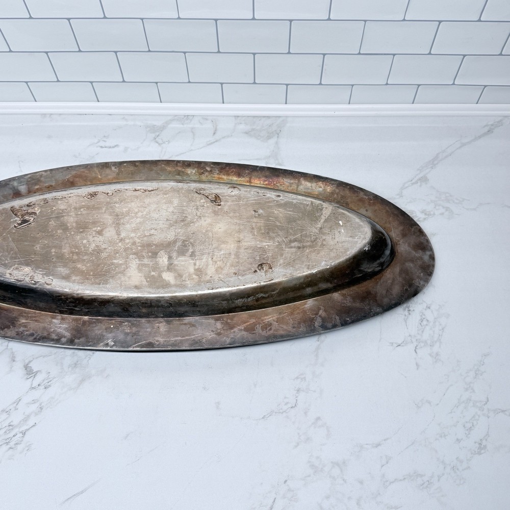 VINTAGE REED & BARTON SOLDERED SILVER SERVING PLATTER PLATE 3000 24 In