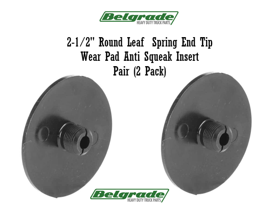 2-1/2" Round Leaf Spring End Tip Wear Pad Anti Squeak Insert Pair (2 Pack)
