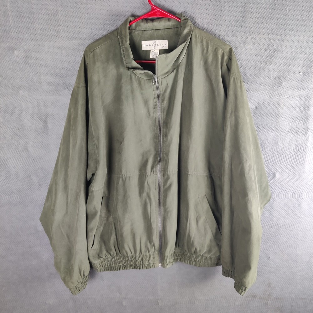 Consensus Golf Jacket Mens Size XL Full Zip Polyester Long Sleeve Green