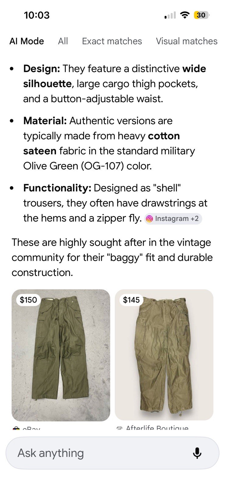 VTG NOS M51 Field Shell Trousers M-1951 Army Military Pants Medium Regular 34x29