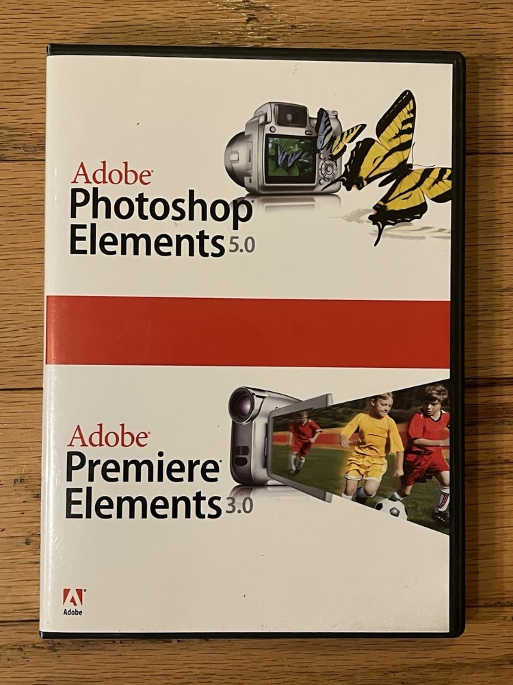 Adobe Photoshop Elements 5.0 + Premiere Elements 3.0 Software w/Serial Numbers