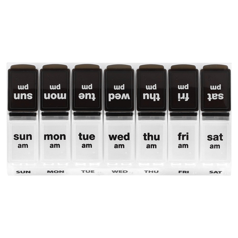 Weekly AM/PM Pill Planner, Black/Natural, 1 Count