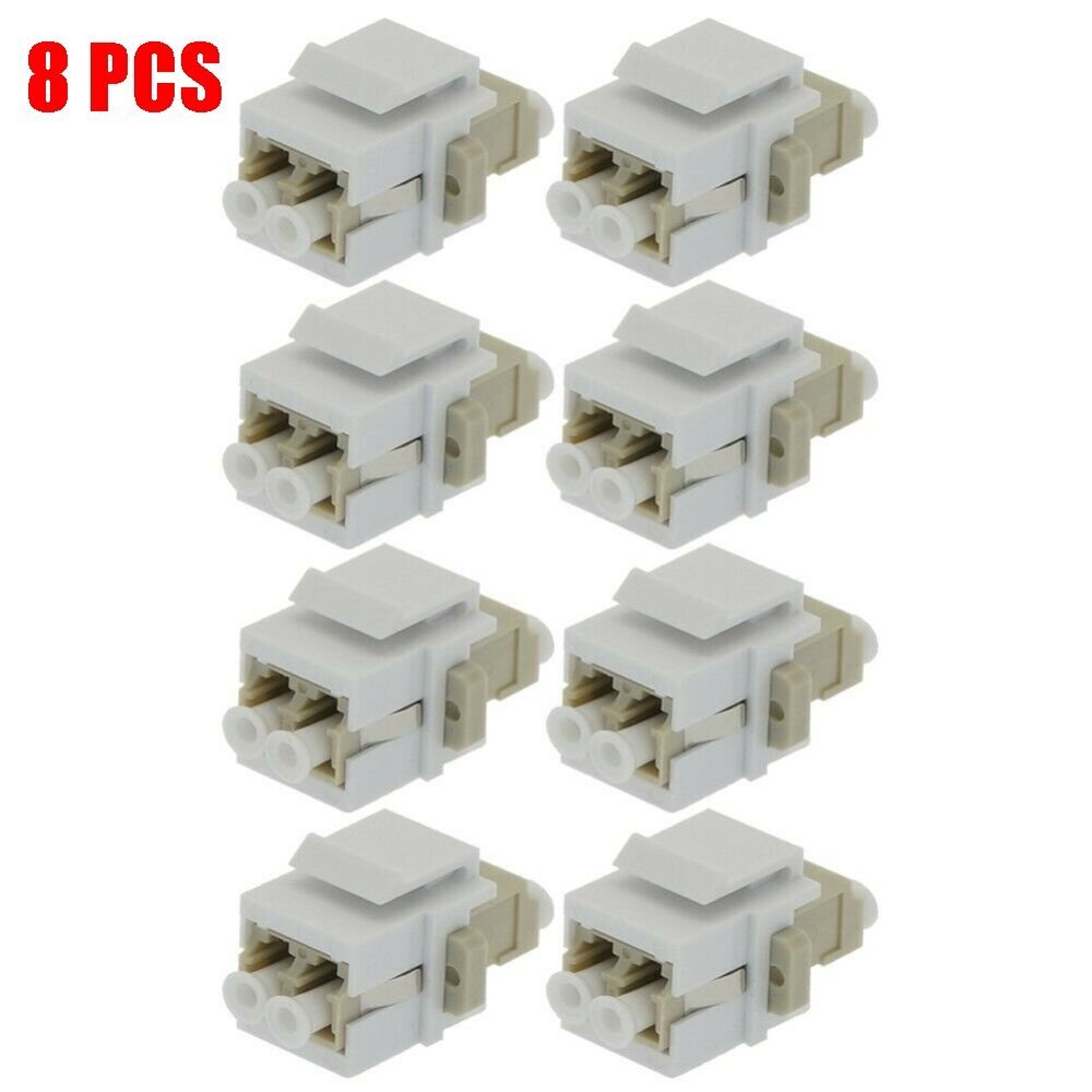8 Pack LC-UPC  Keystone Duplex Multi Mode Fiber Optical Insert Coupler Ivory