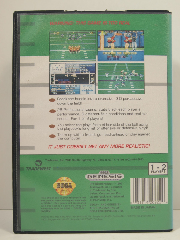 Pro Quarterback Case (SEGA Genesis) Authentic BOX ONLY