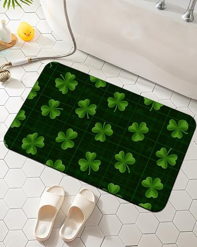 St. Patrick Day Bathroom Mat Quick St. Patrick Day Green Clover Checkered
