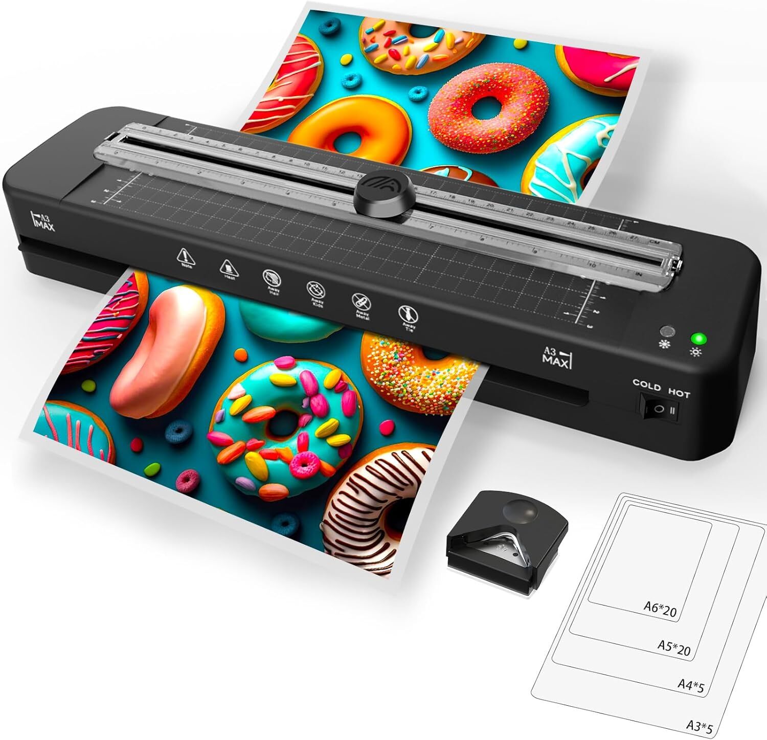 13 Inch Laminator Machine 50 Sheets Built-in Paper Cutter & Corner Rounder