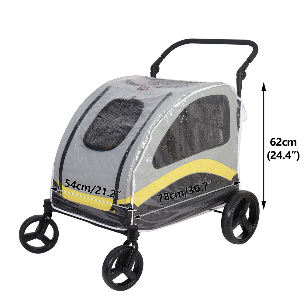 XXL Heavy Duty Dog Stroller Double Door Pet Trolley Carrier Cart Foldable Jogger