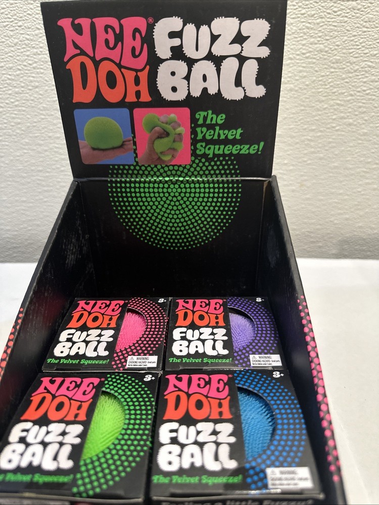 4 Needoh Schylling Fuzzballs And Display Box Authentic Unique