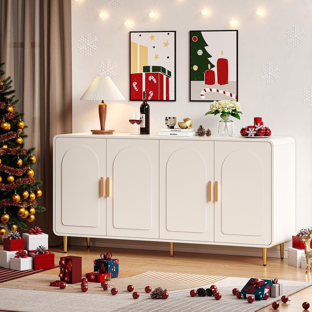 60" Sideboard Buffet Cabinet, Large Credenza Storage, Modern Console Table