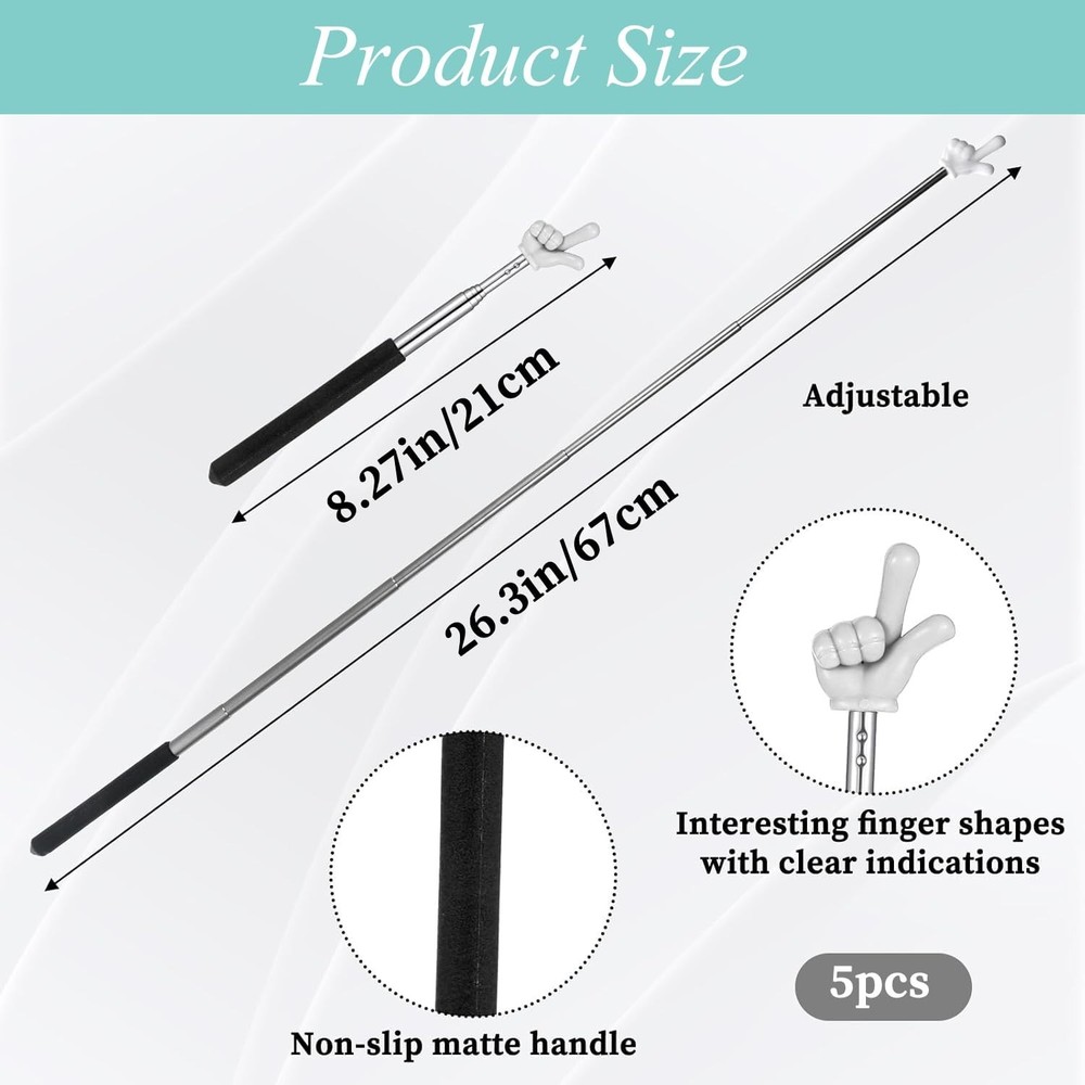 5Pcs Pointer Finger Stick – Multipurpose Teacher Supplies Pointer Stick,En