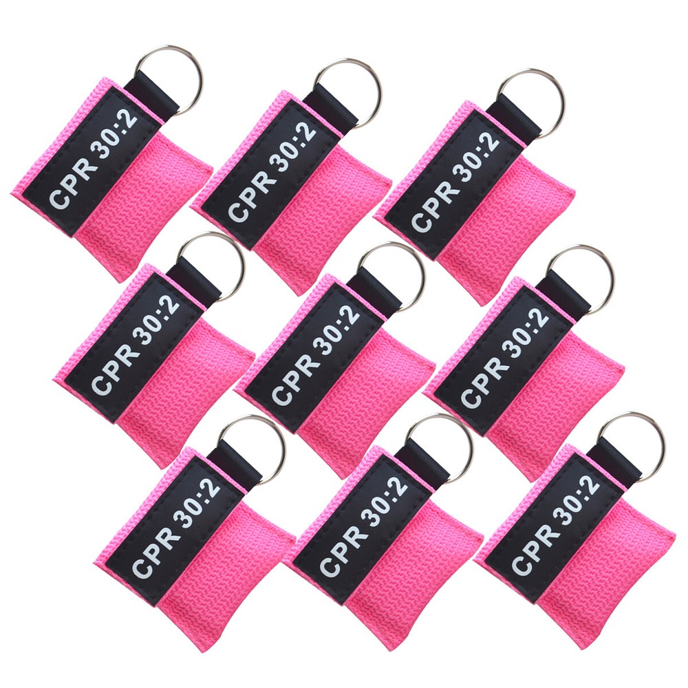 500pcs CPR Mask 30:2 Face Shield Keyring Emergency Kit CPR Face Shields pink