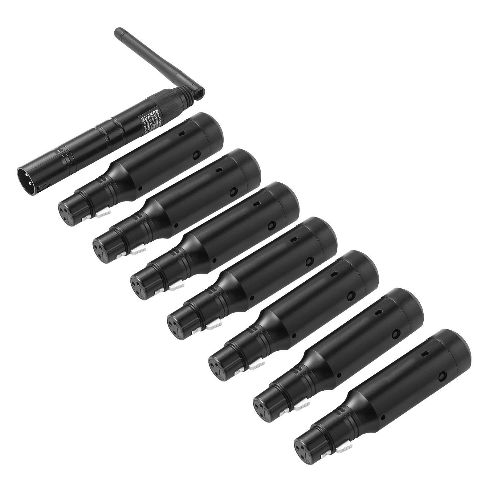 DMX Wireless Receiver Transmitter Rechargeable Battery Stage Light 8 PCs Black