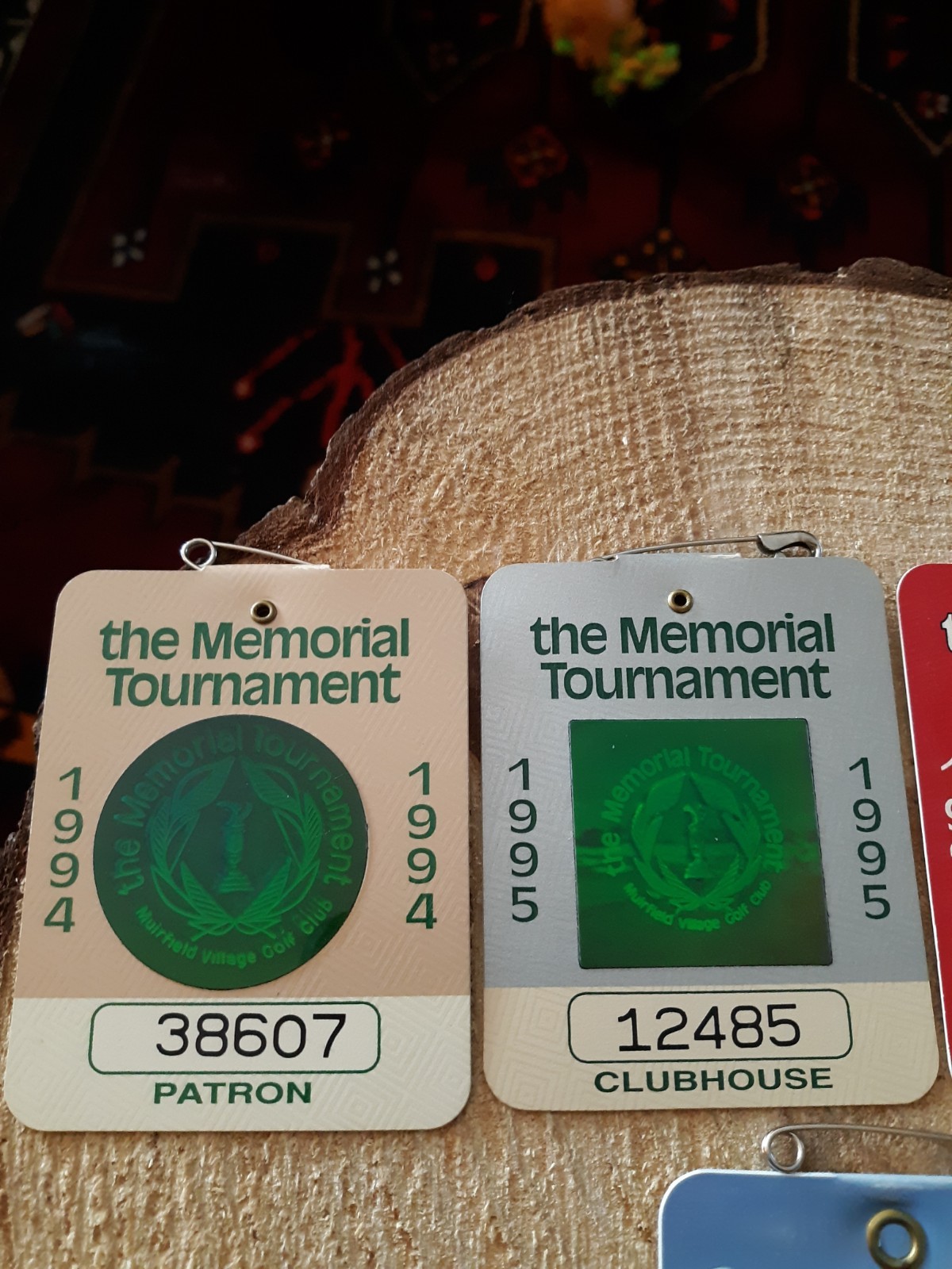 1994 1995 1996 1997 & 2001 Memorial Golf Tournament Patron & Clubhouse Badges