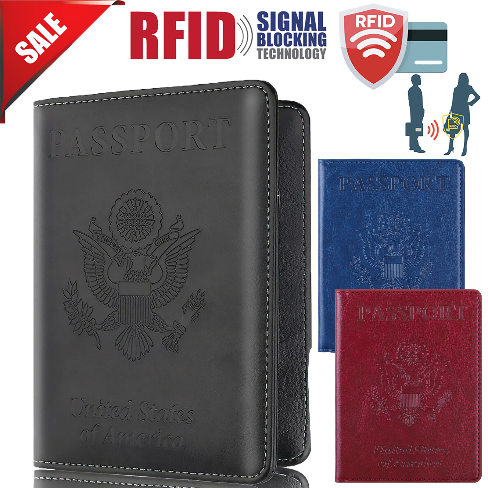 Slim Leather Travel Passport Wallet Holder RFID Blocking ID Card Case Cover US
