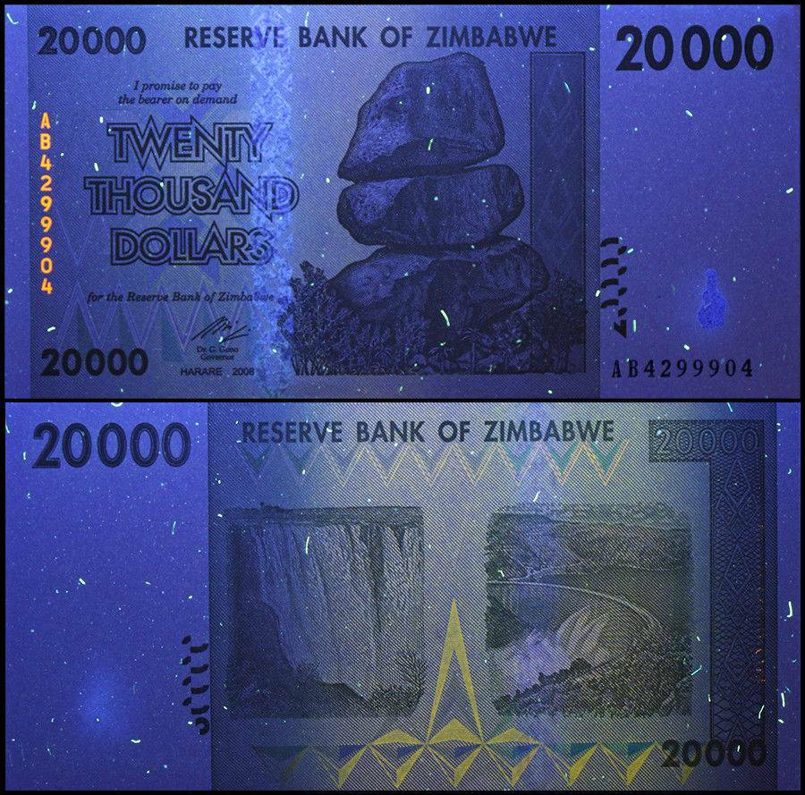 Zimbabwe 20000 Dollars, 2008, P-73a, Used