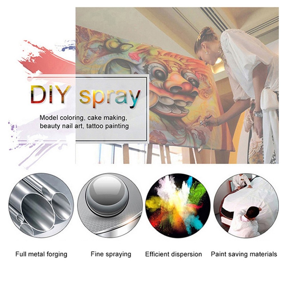 Portable Upgraded Dual-Action Extra Battery Airbrush kit with Compressor-Replace