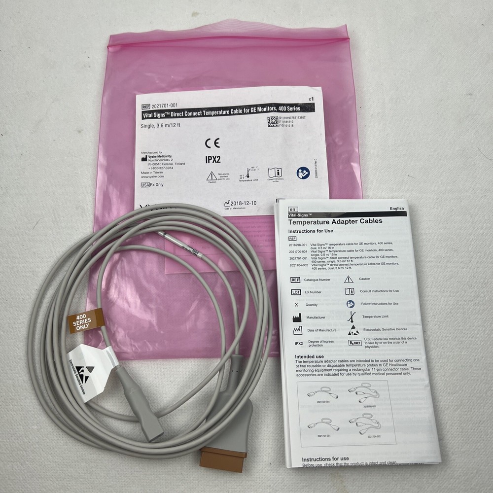 GE Temperature Adapter Cable 2021701-001 Single Temp 400 (3.6m/12ft)