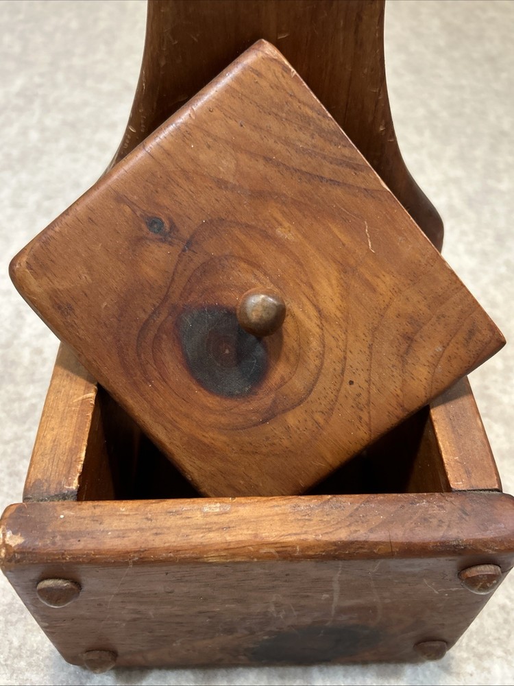 Primitive Antique Rustic Salt Box Handmade Wall Hanging Solid Wood
