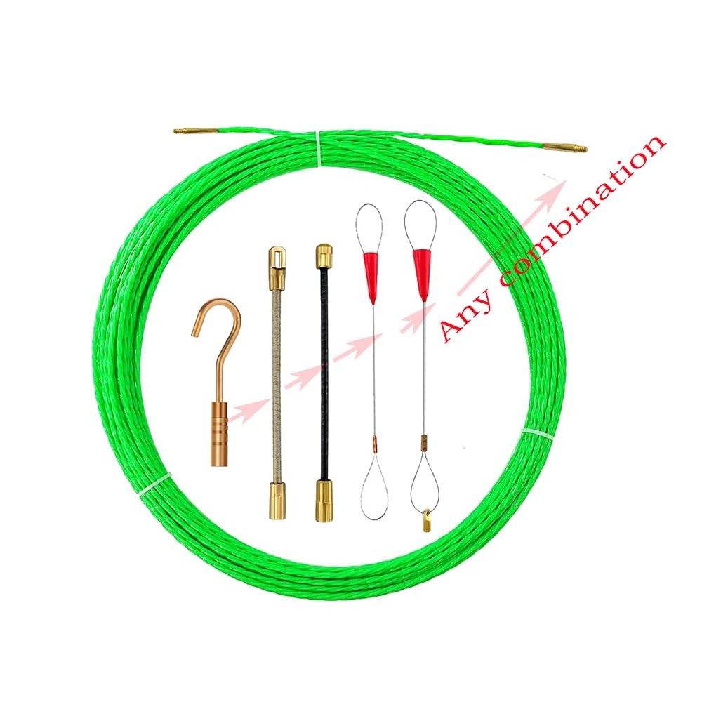 37 FT Fish Tape Wire Puller 5 Adapters Durable Cable Retraction Aid 12m