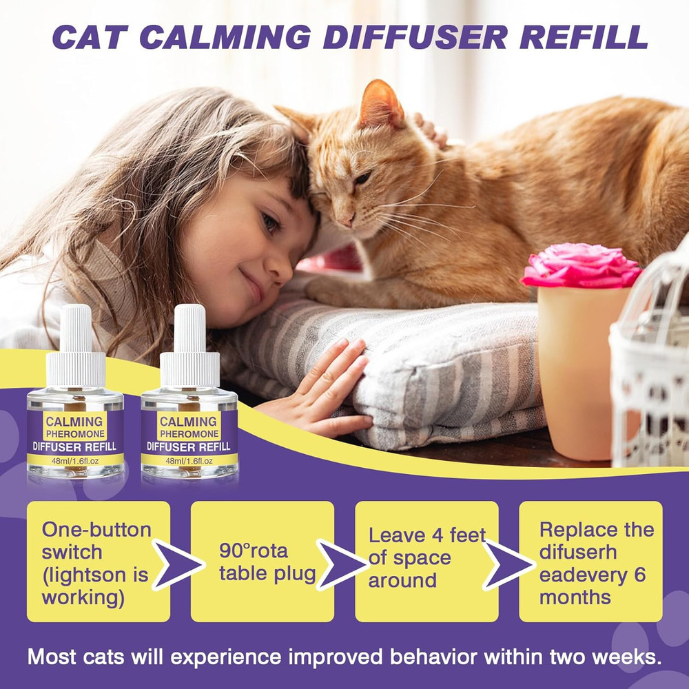 Cat Calming Diffuser Refills, 8 Pack Pheromones for Cats Refill Long-Lasting 240