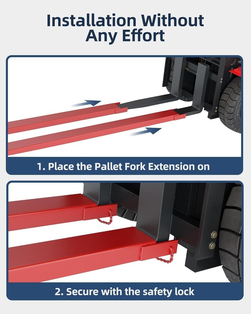 96 Inch Forklift Pallet Extensions, Fork Extensions 5.3 Inch Width, 5500 LBS ...