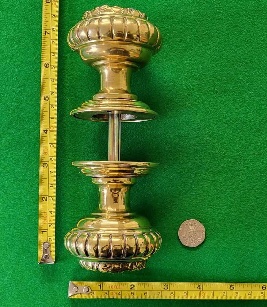 Pair heavy duty round solid cast brass door knobs handles Regency ironmongery